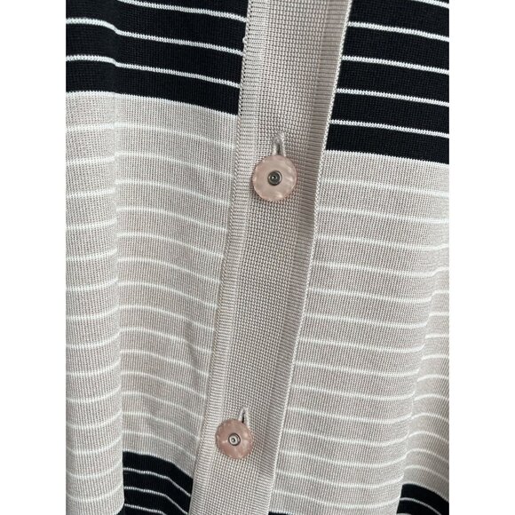 Exclusively Misook Women's L Button Down Short Sleeve Collared Top Striped - Picture 4 of 9